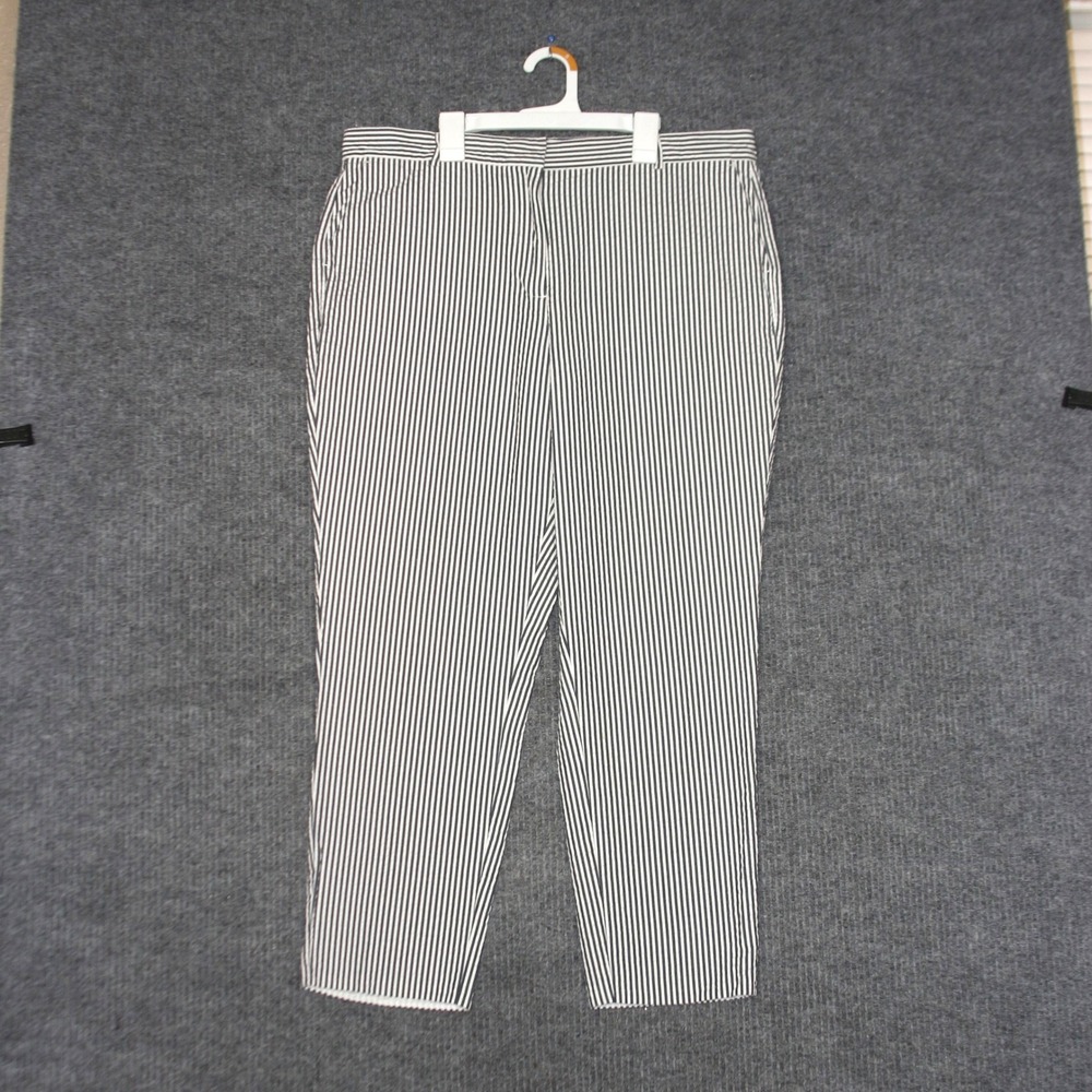 Orvis Pants Womens 16 Striped White Navy Wavy Cotton Casual Everyday